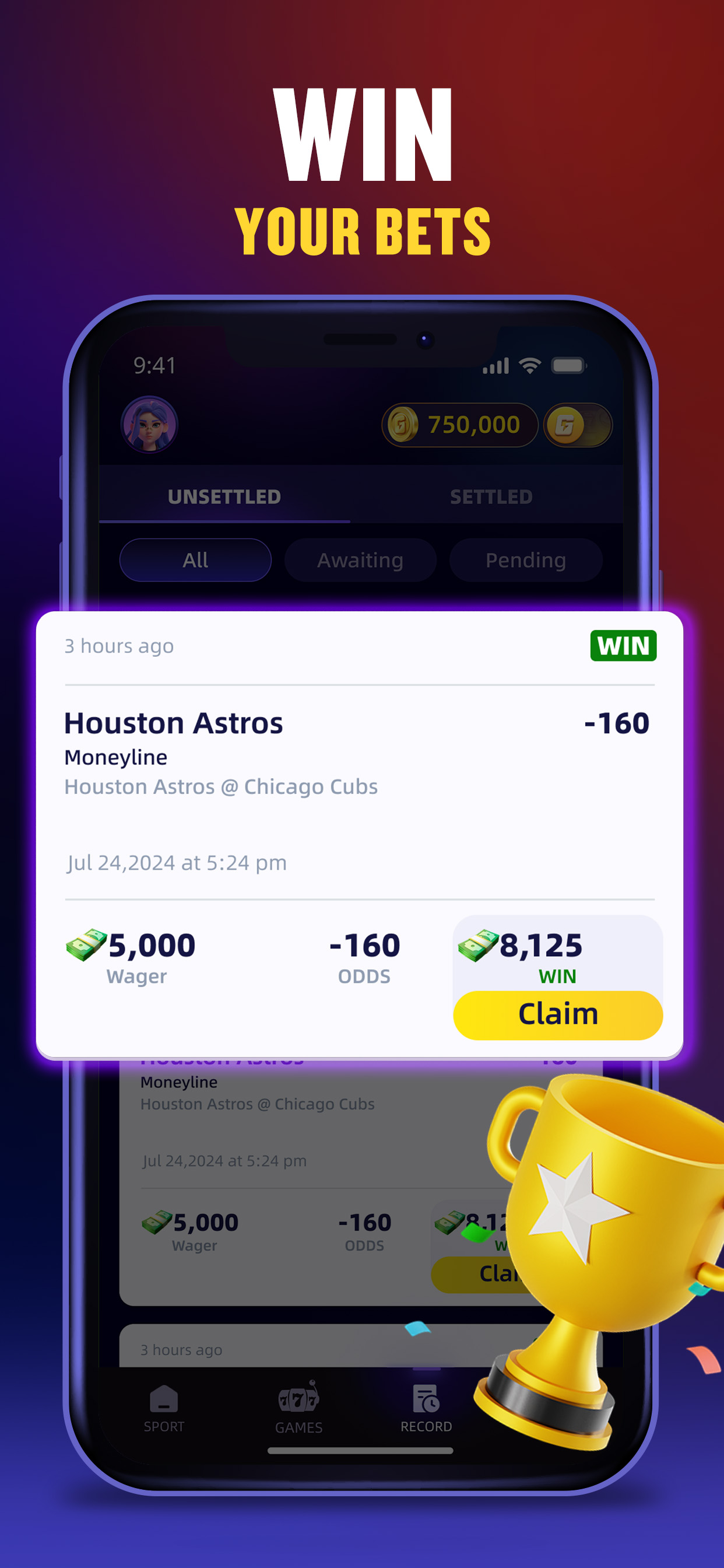 Gwin: Sportsbook For Cash &Fun screenshot 3