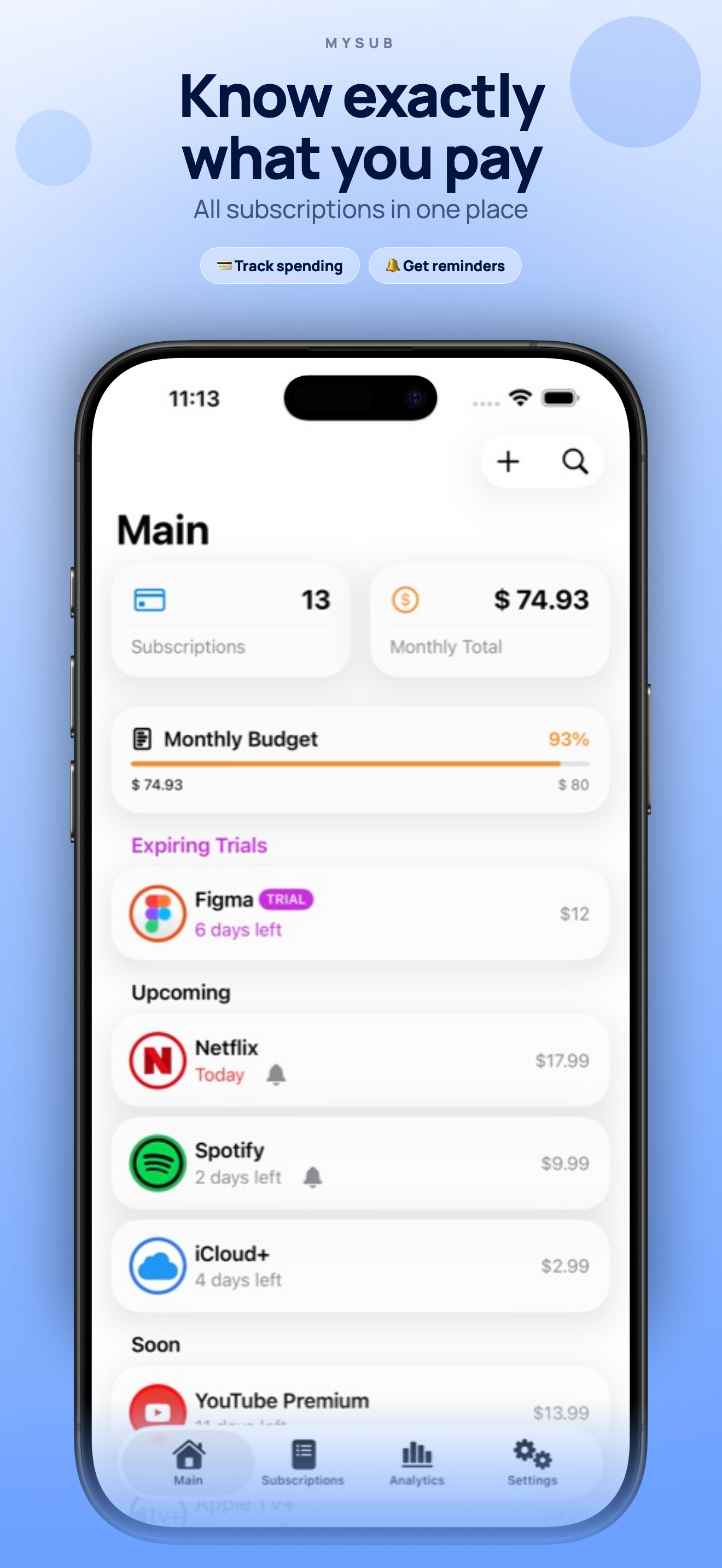 MySub - subscription tracker