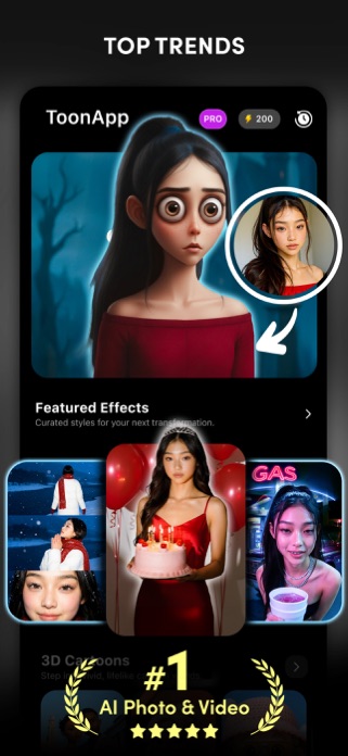 ToonApp：似顔絵アプリ、写真いらすと化 、動画生成ai スクリーンショット1