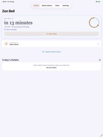 Zen Bell: Meditation Journal iPad screenshot