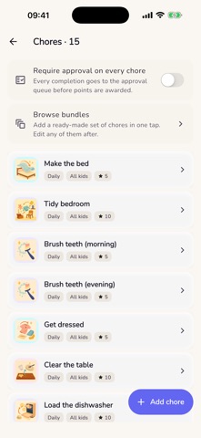 Chorios: Kids Chores & Rewards iPhone screenshot