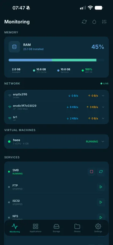 Dashboard for TrueNAS screenshot 2 of 7