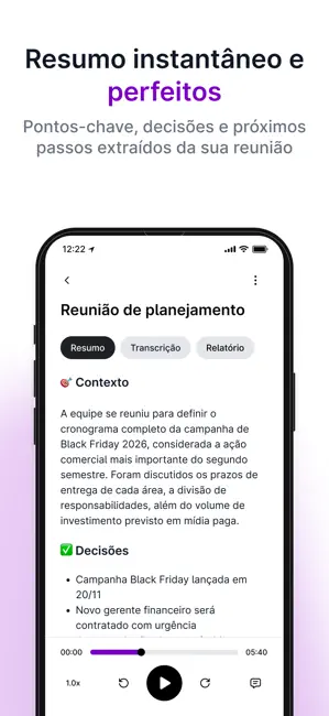 Grava AI: Gravador de Reuniões iPhone screenshot 3