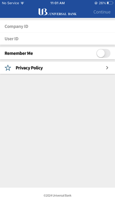 Universal Bank Business Screenshot