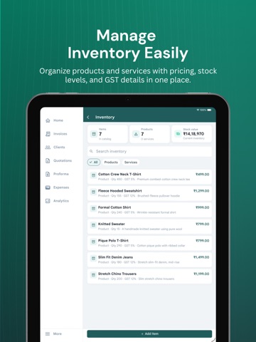 One Stop Invoice iPad screenshot