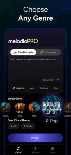 Yapay Zekâ Müzik – Melodia iPhone Ekran Görüntüsü 3