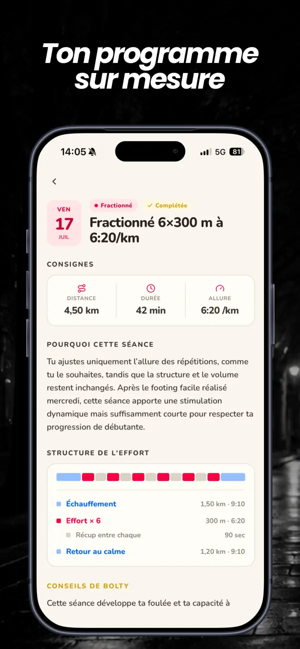 Screenshot #3 pour Bolty: Coach IA & Plan Running