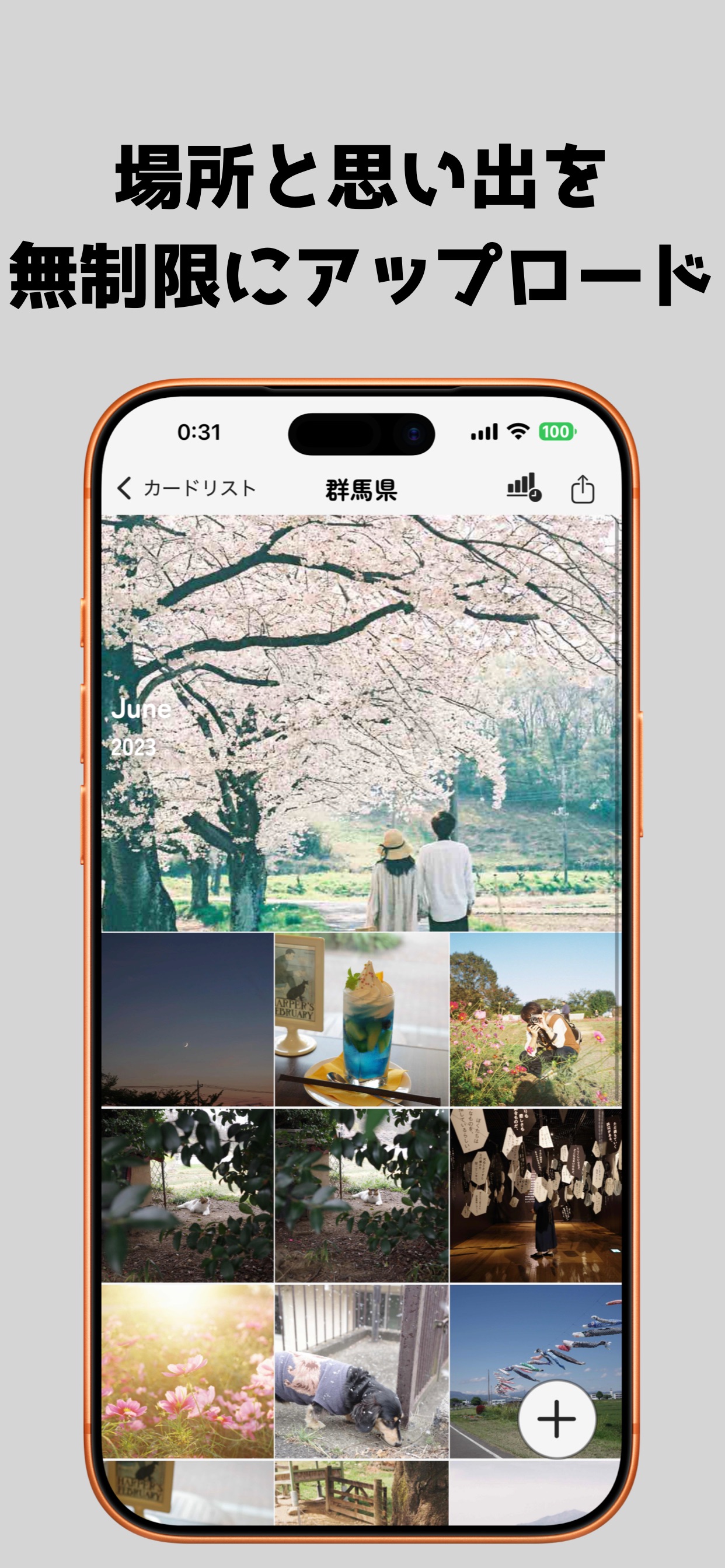 場所と思い出を無制限にアップロード