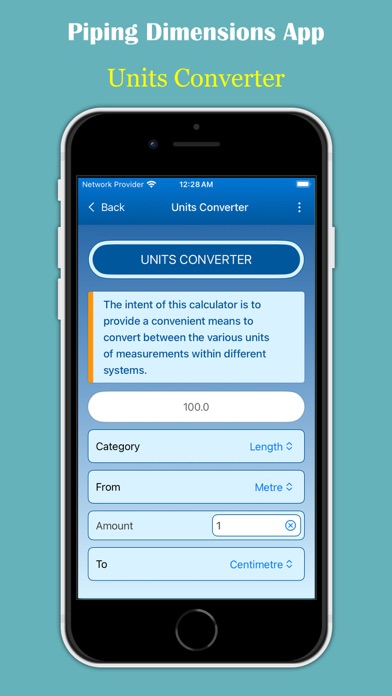 Piping Dimensions App Screenshot