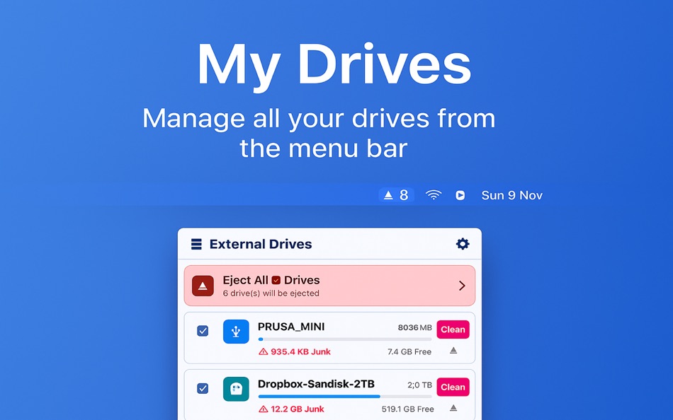 #1. My Drives - Menu Bar Manager (macOS) بواسطة: TenTal