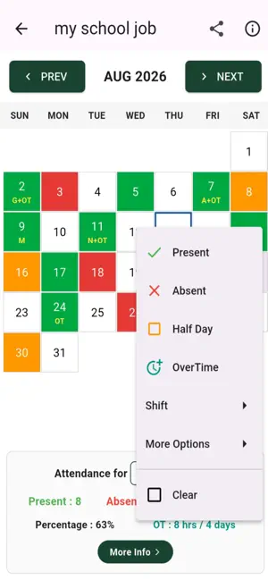 Daily Attendance Tracker App screenshot 1