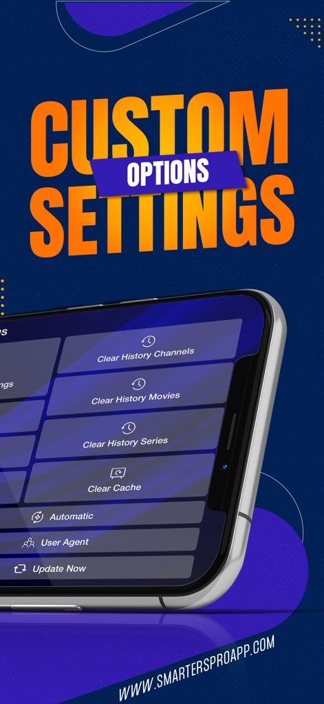 Smarters IPTV Pro - Os usuários podem gerenciar sua experiência com opções como "Clear History Channels" e ajustar o "User Agent", fornecendo controle detalhado sobre o aplicativo.
