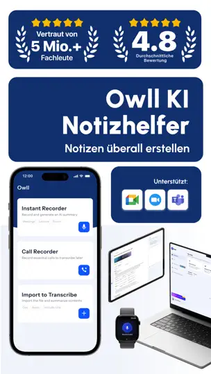 Screenshot von Owll:KI Notizen & Diktiergerät auf dem iPhone 1