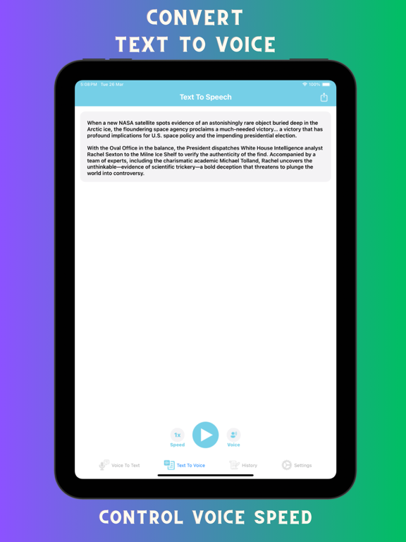 Voice notebook speech to text iPad screenshot 2 - Productivity app