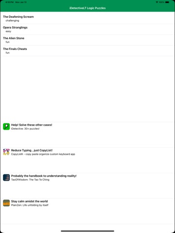iDetectiveLt Logic Puzzles iPad screenshot