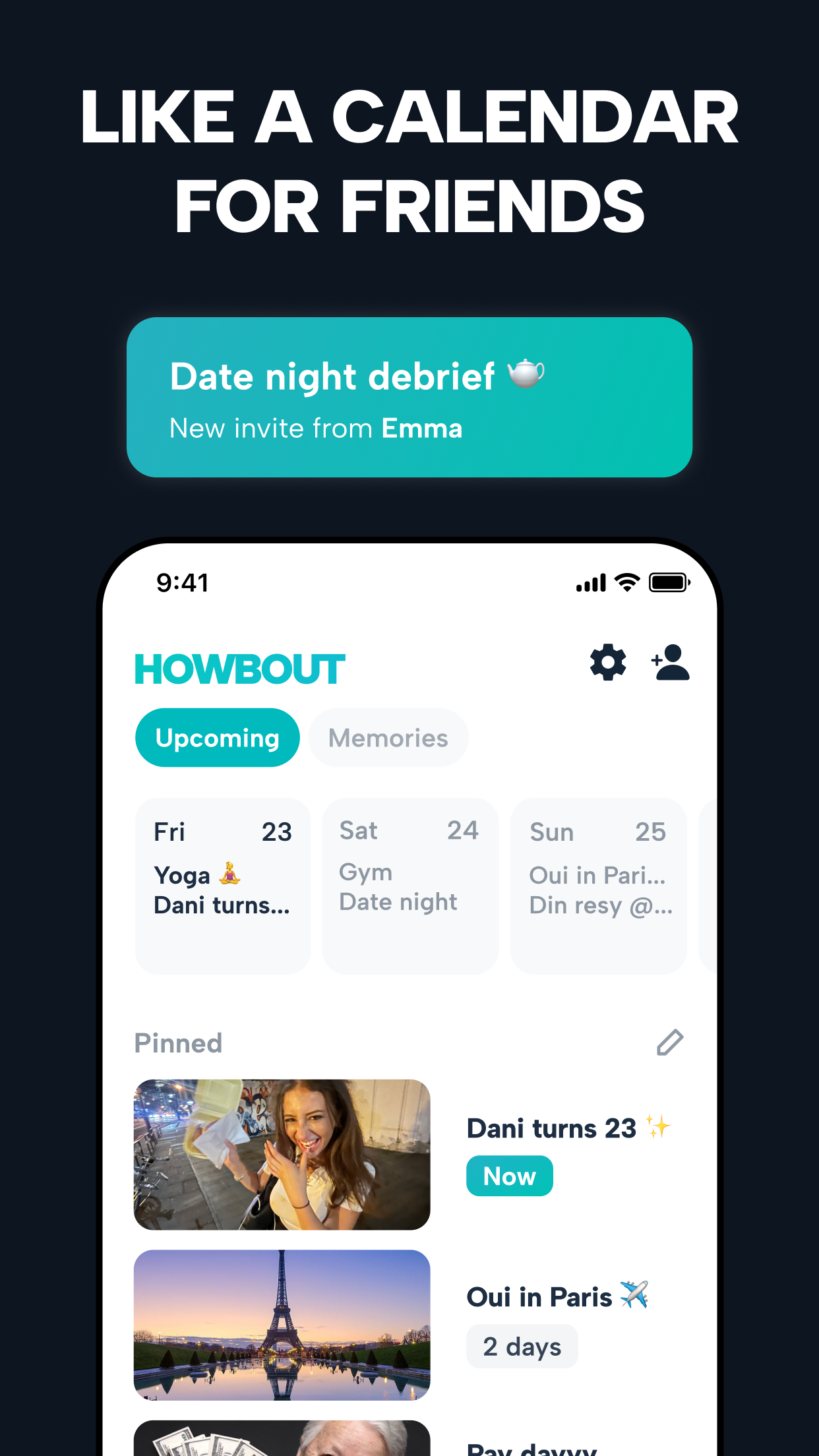 Howbout: social calendar screenshot 3