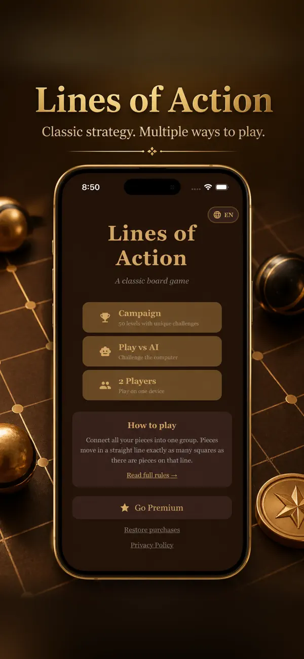 #2. Lines of Action Board Game (iOS) By: Pavel Laptev