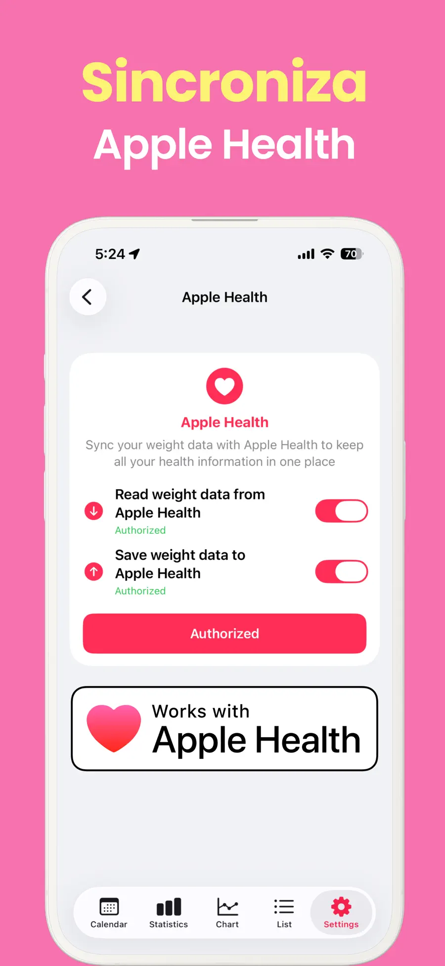Captura del App Store de Control de Peso & Adelgazar con un calendario de peso diario y progreso hacia el objetivo (6/6)