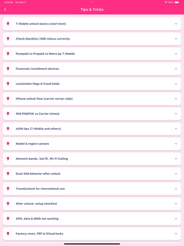 Unlock T-Mbile Network Device iPad screenshot