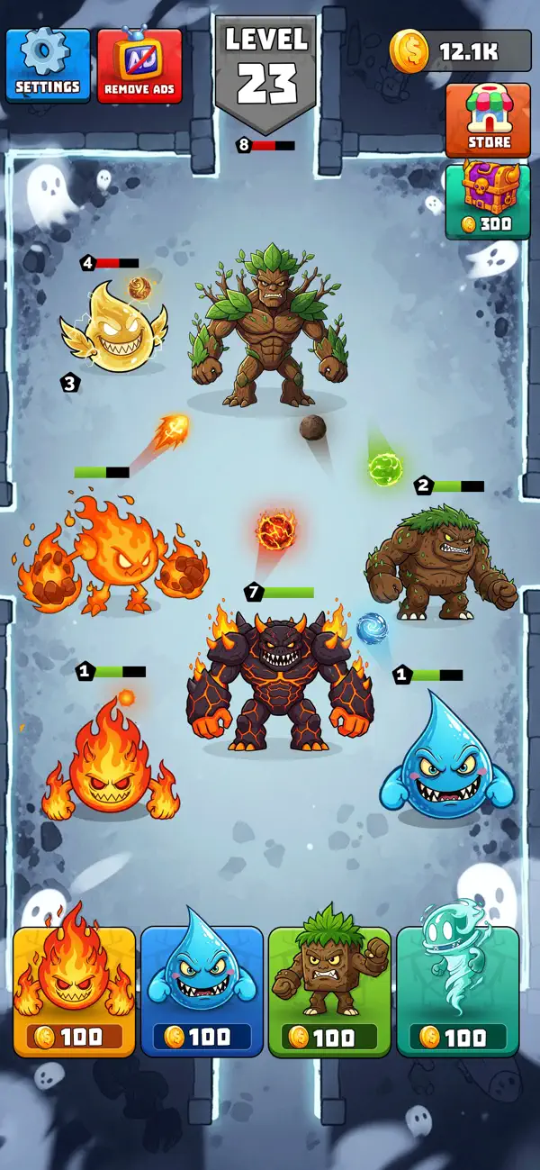 Elemental Battle: Merge Game iOS Mod IPA screenshot 3 - iOS game interface