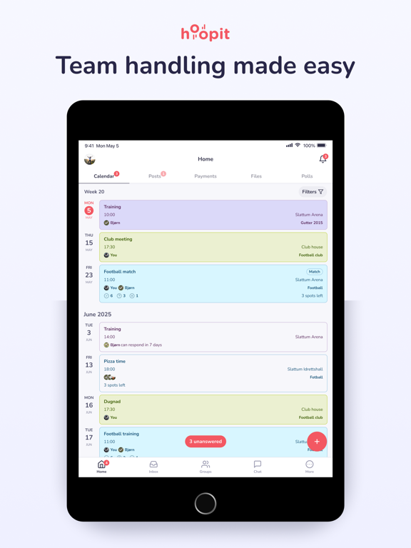 Hoopit: Organiserer idrett iPad screenshot 1 - Sports app