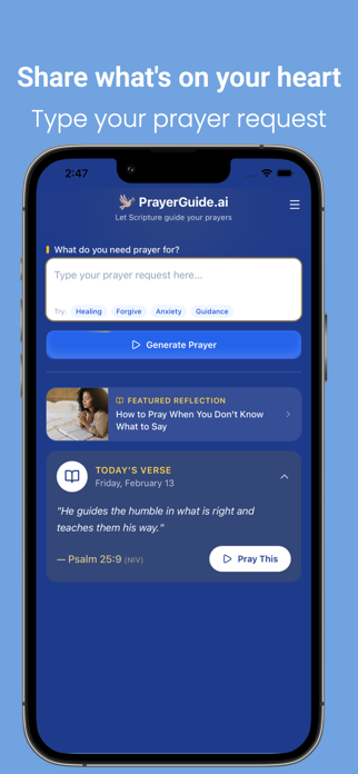 PrayerGuide.ai: Prayer App Screenshot 1 of 8