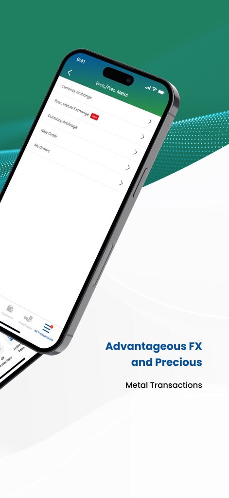Emlak Katılım Mobile - Users can navigate comprehensive options for Currency Exchange and Precious Metals Exchange, streamlining investment activities directly from the app.