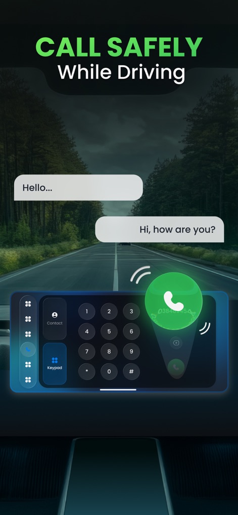 Car.Play Connect: Smart Sync - Users can manage calls safely while driving through the app's intuitive keypad interface and contact access, minimizing distractions on the road.