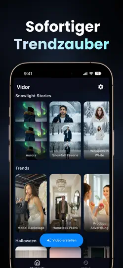 Screenshot von Vidor: KI Video Clip Generator auf dem iPhone 4