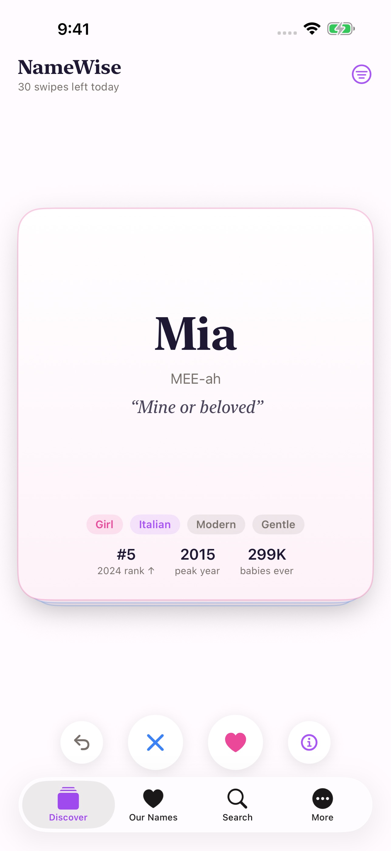 Screenshot 1 of NameWise: Baby Names Together
