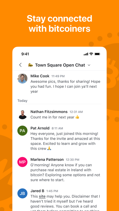 Bitcoin Mentor Orange Circle iPhone screenshot 5 - Social Networking app