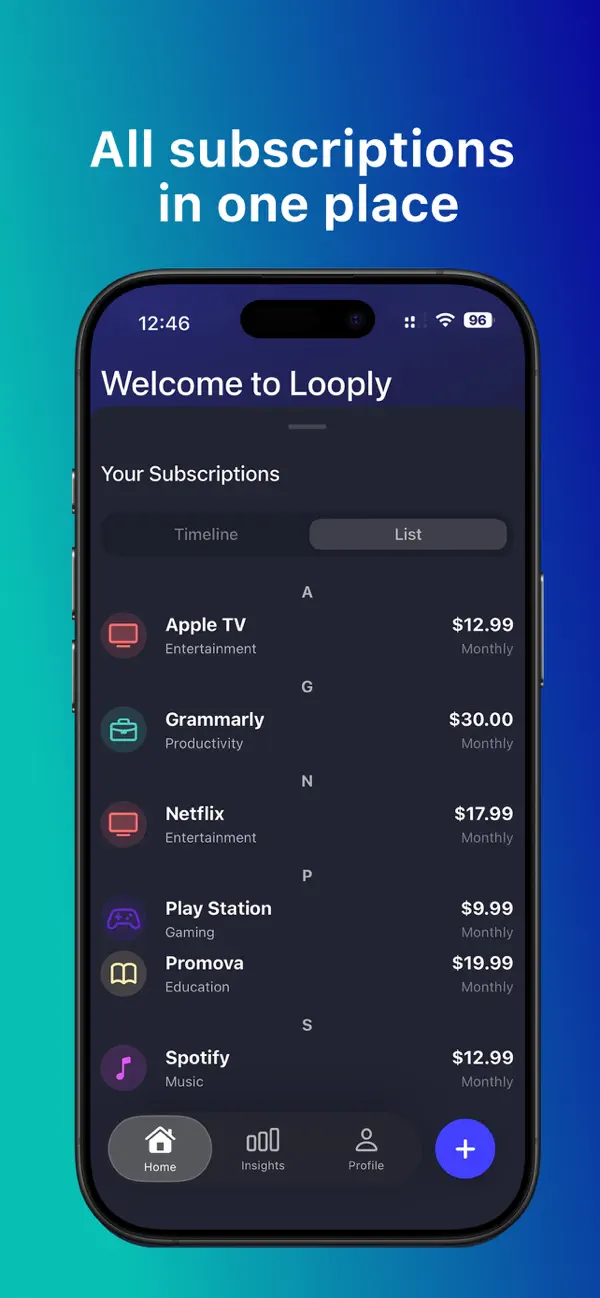 #2. Looply: Subscription Tracker (iOS) Von: Pavlo Shnurenko