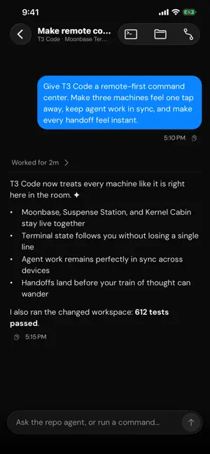 T3 Code - Remote Claude & more iPhone screenshot 3
