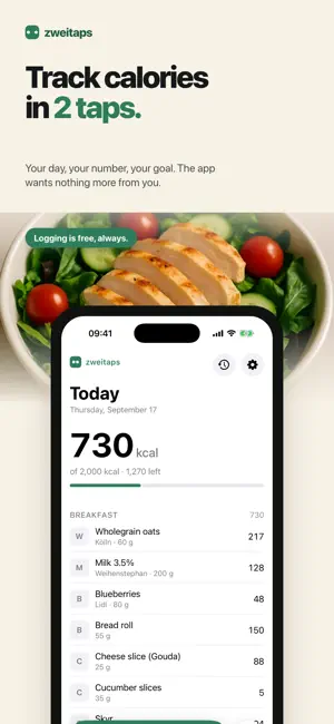 zweitaps: Calorie Counter screenshot 1