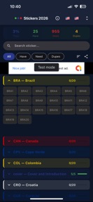 Stickers Cup 2026 List screenshot