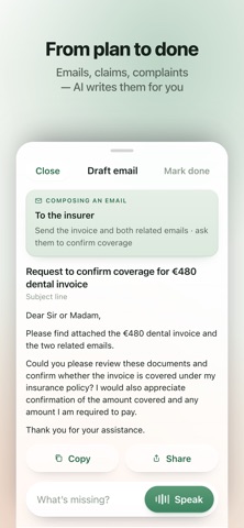 Ouf: AI for life admin iPhone screenshot