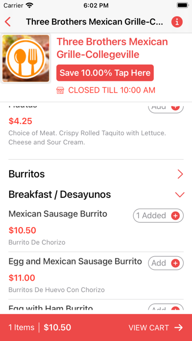 Three Brothers Mexican Grill Screenshot