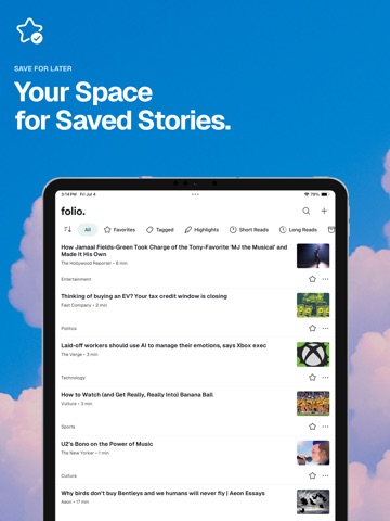 Folio – Save now. Read later. iPad screenshot