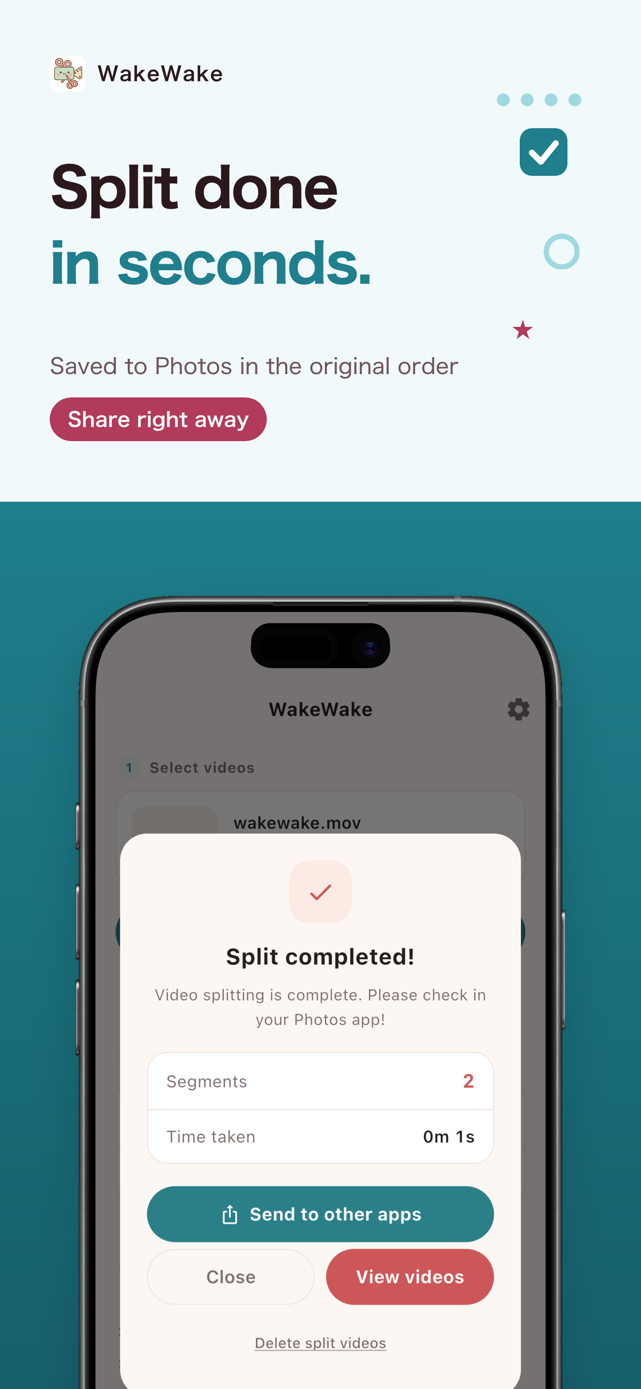 WakeWake: Easy Video Splitter screenshot 2