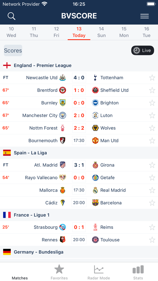 BvScore: Live Sports Scores - 6.18 - (iOS)