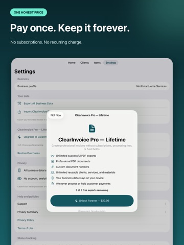 ClearInvoice: Invoice Maker iPad screenshot