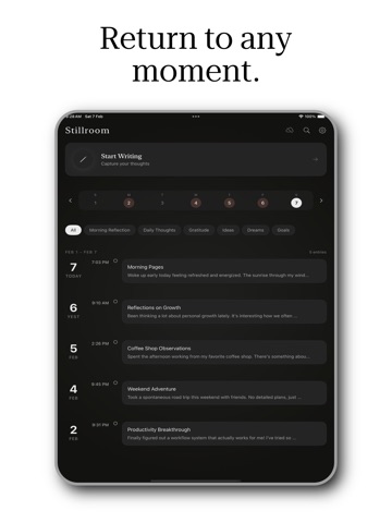 Stillroom – Personal Journal iPad screenshot