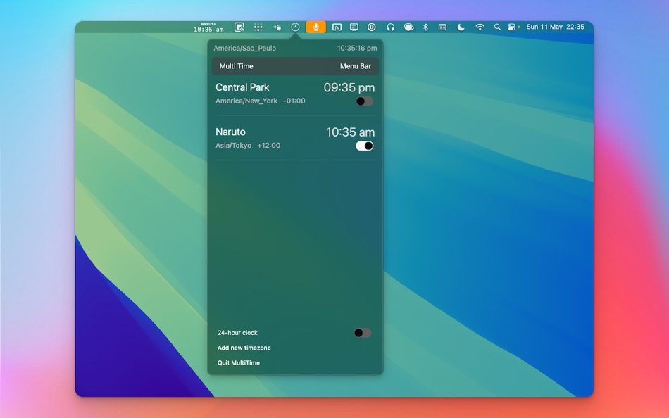 #1. MultiTime - World Timezone (macOS) Bởi: JOAO P P TEIXEIRA