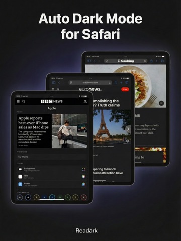 Readark: Dark Mode for Safari iPad screenshot
