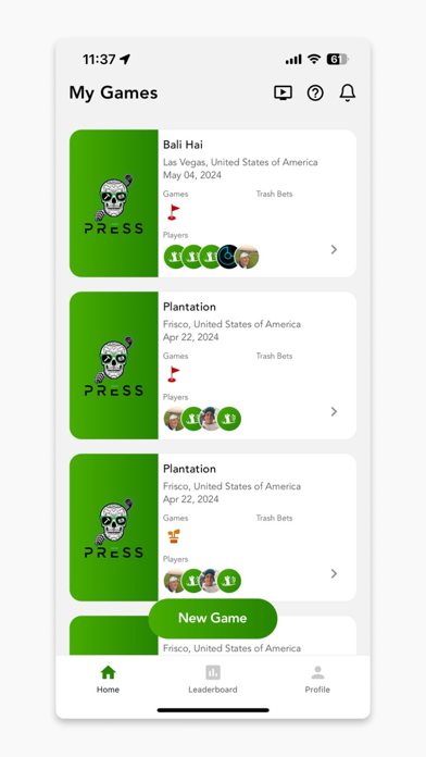 Press Golf App Screenshot