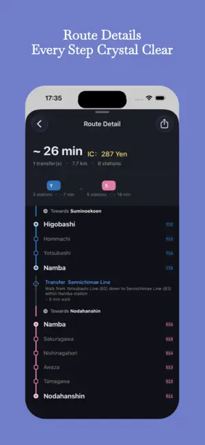 Osaka Metro - Transfer Guide iPhone screenshot 3