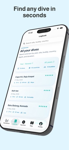 Dive Log – DiveAtlas iPhone screenshot