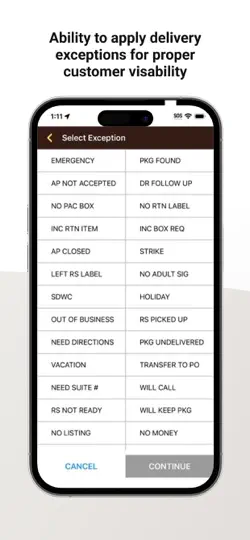 Captura de pantalla de UPS Global Pickup & Delivery en iPhone 6