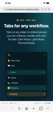 VanBrowser: Private Browser iPhone screenshot