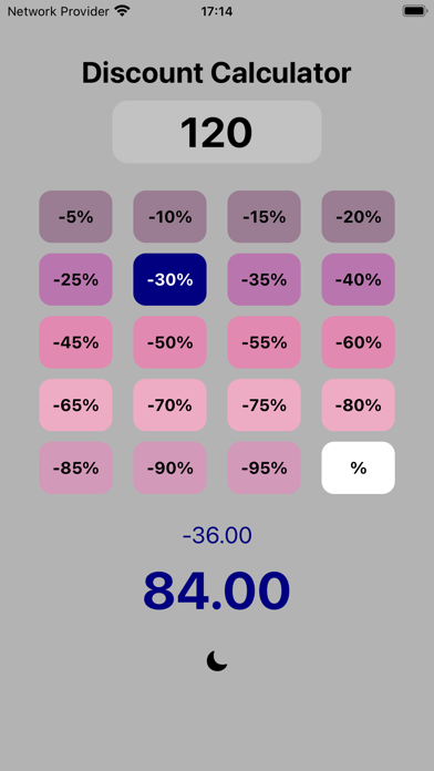 Discount % Calculator Screenshot